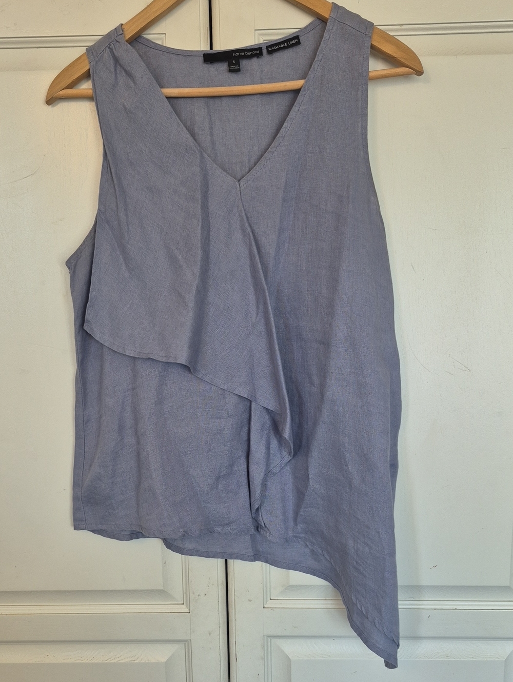 Harve Benard Light Lavender 100% Linen Asymmetrical Ruffle Tank